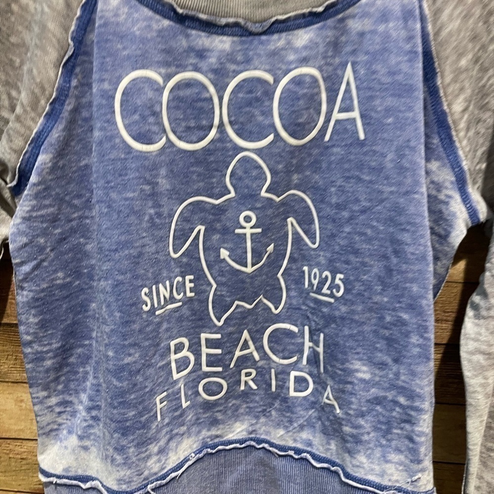 Cocoa Beach Florida Womens Cropped Sweatshirt Blue Gray Size: Large - Picture 2 of 5